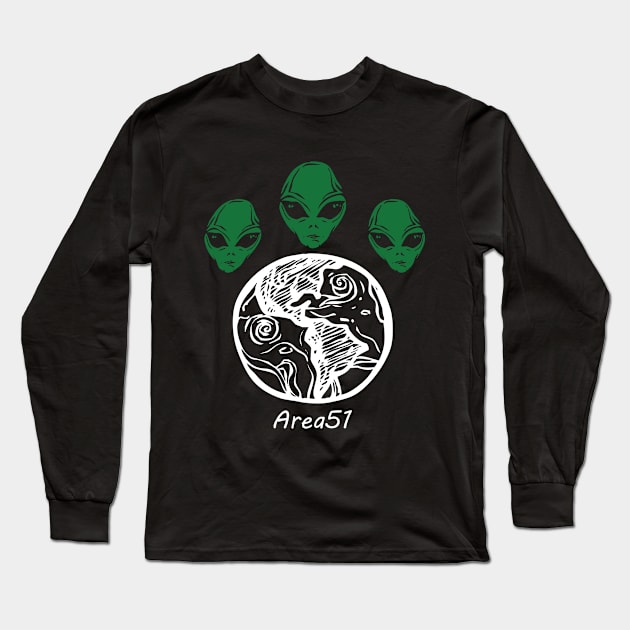 Area 51 Aliens Long Sleeve T-Shirt by Black0wl